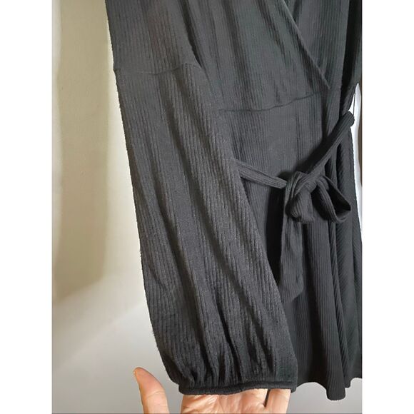 Maurices Black Ribbed Long Sleeve Mini Dress Size Large - Picture 4 of 7